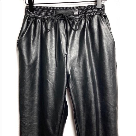 21 SAINTS BLACK FAUX LEATHER JOGGER PANTS - Picture 2 of 6
